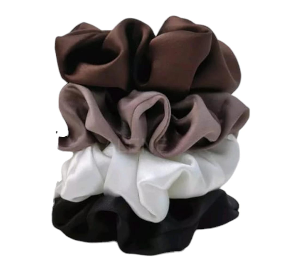 Classy Women Multicolor satin Scrunchies Pack Of Four 